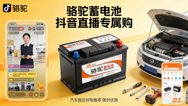 携手骆驼蓄电池抖音直播，深耕汽车后市场电商